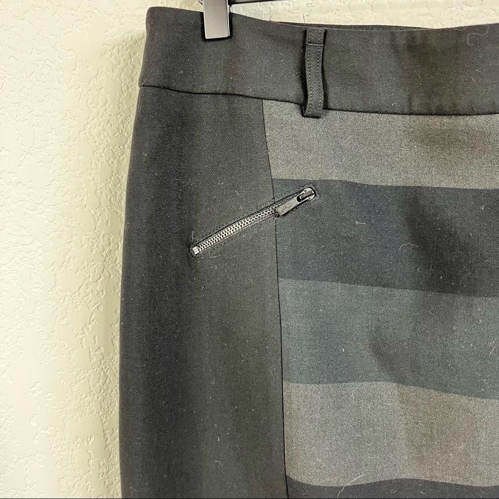 Gerard Darel Striped Monochrome Zipper Mini Skirt